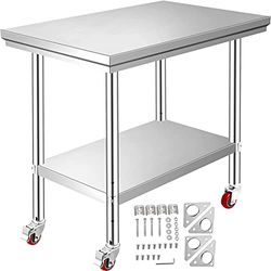 VEVOR Keuken, metaal, werkblad met wielen, 60 x 81 x 81 cm