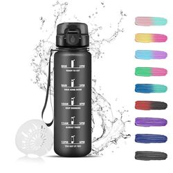 Drinkfles voor kinderen, 500 ml, motiverende drinkfles met tijdweergave, lekvrij, gegradueerde drinkfles voor volwassenen, sportschool, werk, school, kantoor, wandelen, fietsen, yoga