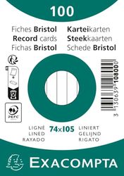 Exacompta - Réf. 10800SE - Carton de 40 paquets de 100 fiches bristol lignées non perforées - sous film - format 74 x105 mm - couleur blanc