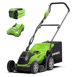 Greenworks Tools G40LM35K2 Cortacésped de Batería para Céspedes de Hasta 200 m², Ancho de Corte de 35 cm, Bolsa de 40L MÁS Batería de 40V y Cargador