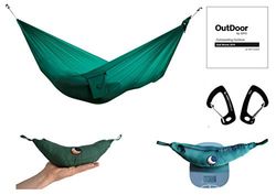Ticket to the Moon Fair Trade & Handgemaakte “Lichtste-Hangmat” BOS GROEN - voor op reis, kamperen en alledaags gebruik, 3.2*1.45m, 228g, uit Duurzaam Parachute Textiel Zijde Nylon, opzet tijd