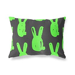 BonaMaison Fundas para Cojínes, Verde Neón-Humo Funda de Almohada para Sofá Coche Silla Oficina Cama Decorativa Moderna Decoración del Hogar, 45x60 Cm - Diseñado y Fabricado en Turquía
