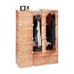 Relaxdays Armário modular de estilo de madeira com 8 compartimentos, plástico, castanho, 145 x 109 x 47 cm