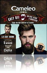Cameleo - Men Colour Cream - Light Brown - Grey Off Colorizador de un solo uso en 2 sobres - para cabello, barba y bigote - Fácil aplicación en 5 minutos - Efecto de color natural - 0% parabenos