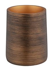 WENKO Taza para cepillo de dientes Palena, vaso para utensilios de higiene dental o accesorios cosméticos, de poliresina de calidad con un diseño elegante, (An./P x Al.): Ø 8,5 x 10,8 cm, bronce