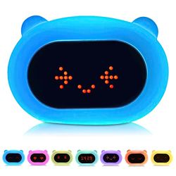 Kadoing® Despertador Infantil Oso - con Expresiones faciales y función táctil - Reloj con luz para niños - Luz Nocturna - Entrenador de sueño - Juguete Educativo - Reloj Infantil para Dormitorio