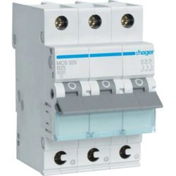 Hager MCS325 circuit-breaker 3-pole 6kA C-25A 3M QC