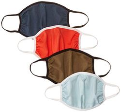 Quality Durables Kids 4-Pack Reusable Face Covering Masque de Costume, Gris/Orange/Olive/Bleu Clair-Enfants, Little