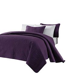 Chezmoi Collection Austin 3-delige oversized sprei sprei set (kingsize, paars), microvezel