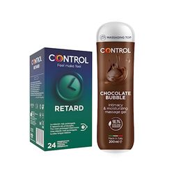 Control Choco Mix Cofanetto di 24 Preservativi Retard e Gel Massaggio 3 in 1 con Aroma al Cioccolato