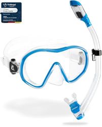 CRESSI F-Dual + Supernova Dry Combo - Unisex duikmasker, F-Dual randloos en droog snorkelen voor snorkelen en duiken, kleurhelder/blauw, eenheidsmaat