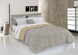 Italian Bed Linen Elegant T-EL-Panna/cinzento chiaro-2P edredão de inverno, microfibra, creme/cinzento claro, 260 x 260 cm