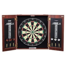VEVOR Cible de Fléchettes et Armoire Prêt à Jouer, Armoire à Fléchettes de Taille Officielle, Jeu de Fléchettes à Pointe en Acier, Assemblage Facile, Accessoires Complets, pour Jeux de Cricket