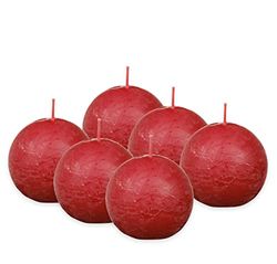 BOLSIUS - Rustic Ball Candle - red - Diameter 7.6 cm - Pack of 6 - unscented