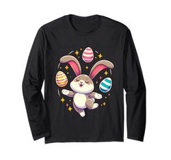 Divertente coniglietto pasquale giocoleria uova colorate bambini ragazzi Maglia a Manica