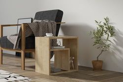 Hanah Home Sapphire Side Table, 50 x 50 x 29,6 cm, 100% melamina revestida, 18 mm de Grosor, Elegante y Funcional para Espacios de Vida Modernos