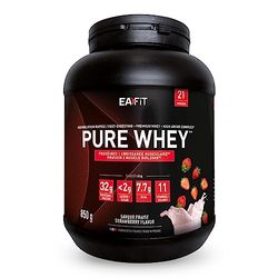 EAFIT Pure Whey Fraise | Protéine | 32g de protéines Whey+7,6g de BCAA/shaker+magnesium | Musculation, Maintien et construction de la masse musculaire| Whey protein pour le sport | 850g