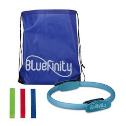 Relaxdays pilates ring, dubbele handgrepen, Ø 39 cm, voor yoga en fitness training, met weerstandsbanden, turquoise