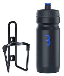 BBB Cycling Waterfles en houder Combinatie Universele fietsflessenhouder voor racefiets en MTB Lichtgewicht Aluminium FuelTank en CompTank BBC-03C Zwart/Zwart-Blauw