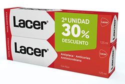 LACER PDL Pasta de dentes dupla 2 x 125 ml, ação antiplaca, anticáries, antimicrobiana, combate a flora que causa a cárie, fortalece o esmalte e a dentina, proteção integral