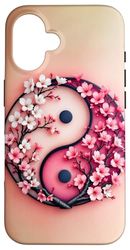 Yin Yang Cherry Blossom Sakura Rose Floreale Rosa Yin e Yang Custodia per iPhone 16