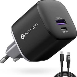 NOVOO 67W USB C 2 Port GaN Laddare, Snabb Kompakt Vikbar Reseväggladdare för MacBook Pro/Air, iPad Pro, Pixel 7, ThinkPad, Dell XPS 13, Ångdäck