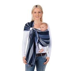 Hoppediz Ring-Sling, Porte-bébé pour les Nouveau-nés et Bébés, Écharpe de portage avec deux anneaux en aluminium, 0-36 mois, 3-20 kg, Montreal