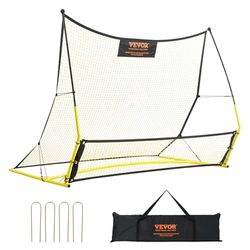 VEVOR Rete da Calcio Rimbalzo 183x130 cm Rete da Calcio Rimbalzo per Allenamento 2 in 1 Tubo in Ferro con Borsa Portatile per Allenamento Sportivo, Rete da Calcio Pieghevole per Allenamento Sportivo
