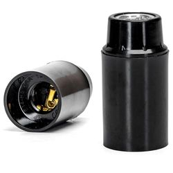 Portalámpara E14 de baquelita negro, con rosca autoblocante, ideal para lámparas decorativas y funcionales en interiores.