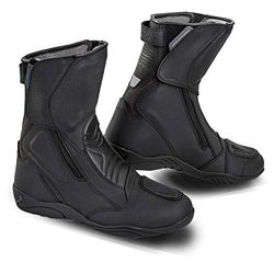 SHIMA TERRA LADY, Bottes Moto Femme - Renforcées, Chaussueres de Motard en Cuir, Support de Cheville, Semelle Antidérapante, (Noir, 38)