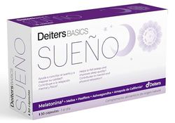 DEITERS - Basics Sueño 30 Cápsulas, Melatonina con Pasiflora, Ashwagandha y Melisa, Ayuda a Dormir Bien, Inductor del Sueño Natural, Relajación Física y Mental