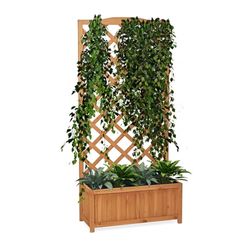 Flur Nymphea Trädgård blomlåda blomma med rutnätspanel i trä 100 x 62 x 23 Cm
