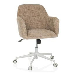hjh LIVING Homeoffice krzesło tapicerowane SOLAO Home krzesło biurowe, krzesło obrotowe z regulacją wysokości, funkcja przechylania, materiał beżowy