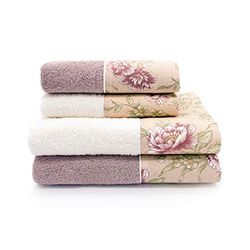CREOLE Rosy 4 Bath Towels, Cotton, Powder
