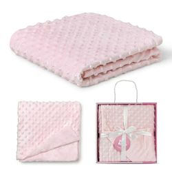 Interbaby - Manta bebé recém-nascido | manta de bebé 100% poliéster, veludo, macio, confortável, quente, manta de meses bebé 80 x 110 cm, unissexo, para berços, carrinhos, rosa