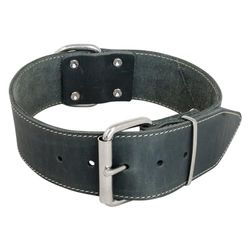 Jack and Vanilla - Collar Grande para Perros de Piel Gruesa para Perros medianos y Grandes, Resistente, Duradero, Tacto Suave, Aspecto Moderno, Color Gris, tamaño 30 mm x 50 cm