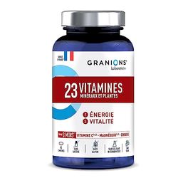 GRANIONS 23 VITAMINES - Multivitamines Magnesium, Vitamine D, Vitamine C, Zinc, Chrome, Ginseng, Selenium, Iode - Energie & Vitalité - Anti Fatigue - 90 Comprimés Format 3 MOIS - Fabriqué en France