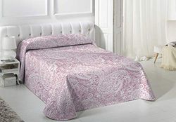 VIALMAN Colcha Bouti Sofia leve 29 com design de caxemira para cama de casal de 180 e 200 cm, colcha de caxemira 180 e 200, colcha de paisley 270 x 270 cm, cor-de-rosa