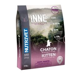 NUTRIVET - INNE CHAT chaton - Crocchette senza cereali - Gattino - Pollo - 80% ingredienti di origine animale - 6kg