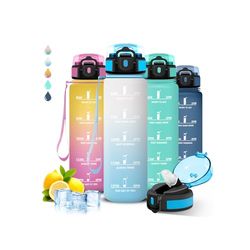 Borraccia 1 litro, Borraccia con Cannuccia, Senza Perdite, Borraccia Palestra, Facile da Pulire, Borraccia Graduata, Con Slogan Motivazionale, Borracce per Fitness, Campeggio, Viaggio, Escursioni