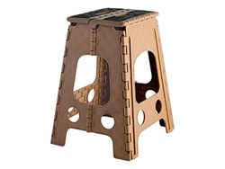 H&H Tabouret Pliant Marron Clair/Noir, 34x36x47cm
