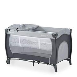hauck Sleep N Play Center Cuna de Viaje Dos Alturas con Cambiador, Parque Infantil Bebe 120x60 cm, Parque Bebe, Cuna Viaje con Ruedas - Stone Gris