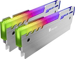 Jonsbo ARGB RAM Cooler - Verfris de stijl van je computer in 16 miljoen kleuren - PC koellichaam - Overclocking Mod DDR DDR 2 DDR3 DDR4 - Grijs met RGB - Set van 2 NC-3