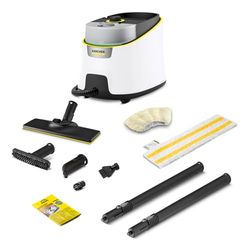 Kärcher Limpiadora de vapor SC 4 Deluxe, presión de vapor: 4 bar, calentamiento: 3min., superficie: 130m², depósitos: 0,5l + 1,3l, kit suelos EasyFix, boquillas, cobertura microfibra y cepillo