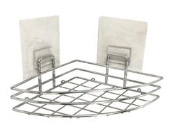 Cesta esquinera reutilizable de plástico resistente con diseño optimizado, ideal para maximizar espacio en cocinas y baños.