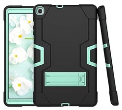 Samsung Tab A8 10.5 x200/x205 (2021) Case with Kickstand, Durable Heavy Shock Shock Hybrid Three Layer Protective Cover (Black + Aqua)