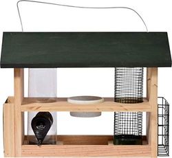 dobar 11518FSC - Grande Colonne d'alimentation « 7 en 1 » - Mangeoire pour Oiseaux en Bois - Distributeur de Nourriture pour Oiseaux à Suspendre - Multifonction - Mangeoire pour Oiseaux Sauvages - 39