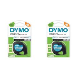 DYMO LetraTag Étiquettes en Plastique Authentique | 12 mm x 4 m | Noir sur Transparent | Étiquettes autocollantes pour étiqueteuse DYMO LetraTag (Lot de 2)