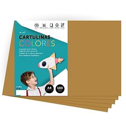 Cartulina de Colores, Cartulina A4 Colores Intensos, Hojas de Colores 180gr para Manualidades, Imprimir tus Documentos y Diseños Creativos, Folios Colores A4 · m-office (100 hojas, marrón claro)