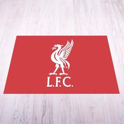 Licensed Décor Liverpool FC - Alfombrilla Grande (185 cm de Ancho x 100 cm de Alto) - Pájaro de hígado en Blanco sobre Marca roja